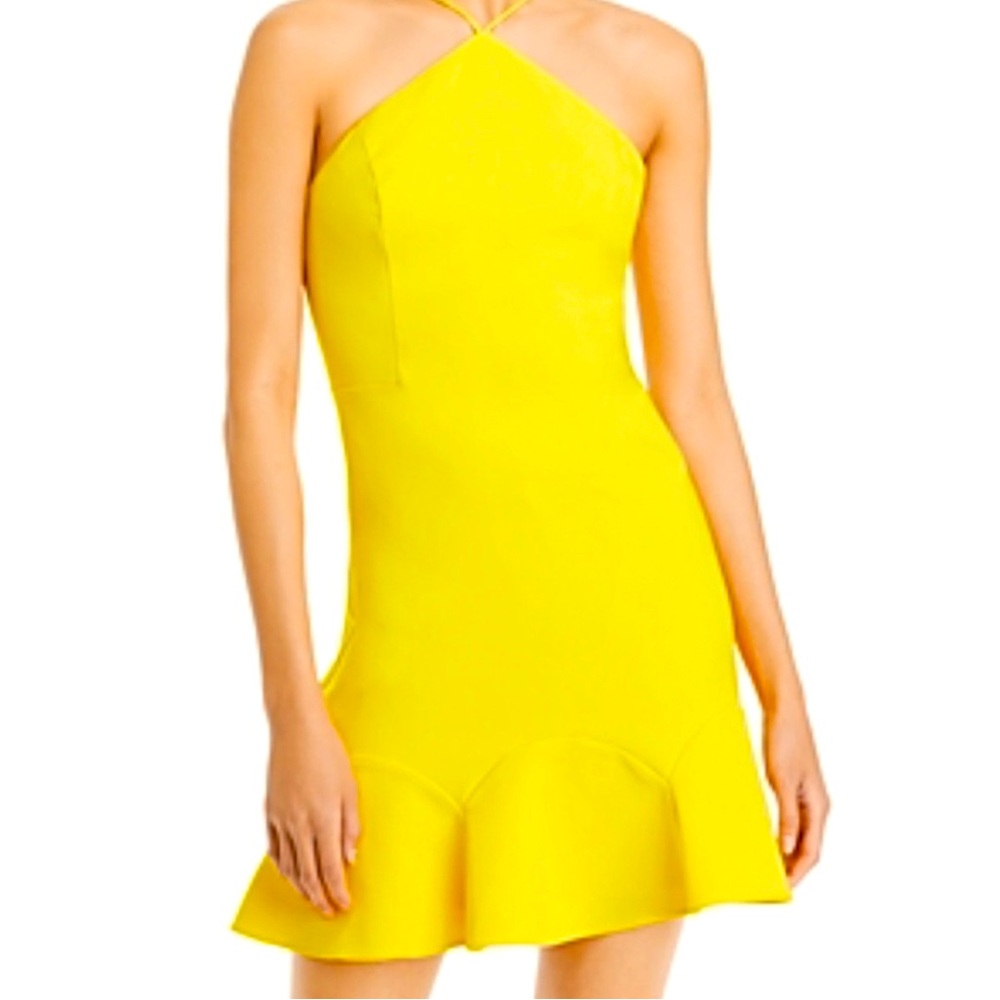 Aidan Mattox Yellow Halter Cocktail Dress ☀️